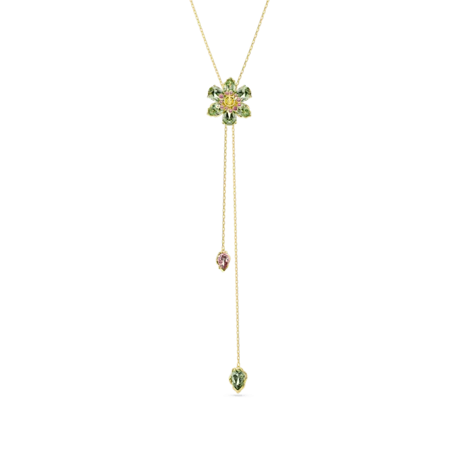 Swarovski Idyllia Y pendant Mixed cuts Flower Multicolored Gold-tone plated
