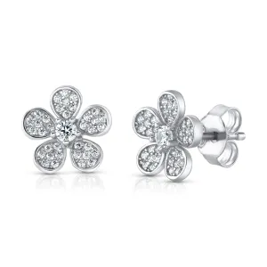 SWEET DAISY STUDS, SILVER