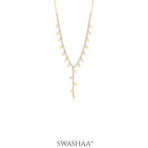 Taanya Tennis Leaf Charms Y-shaped 18K Gold Plated Necklace