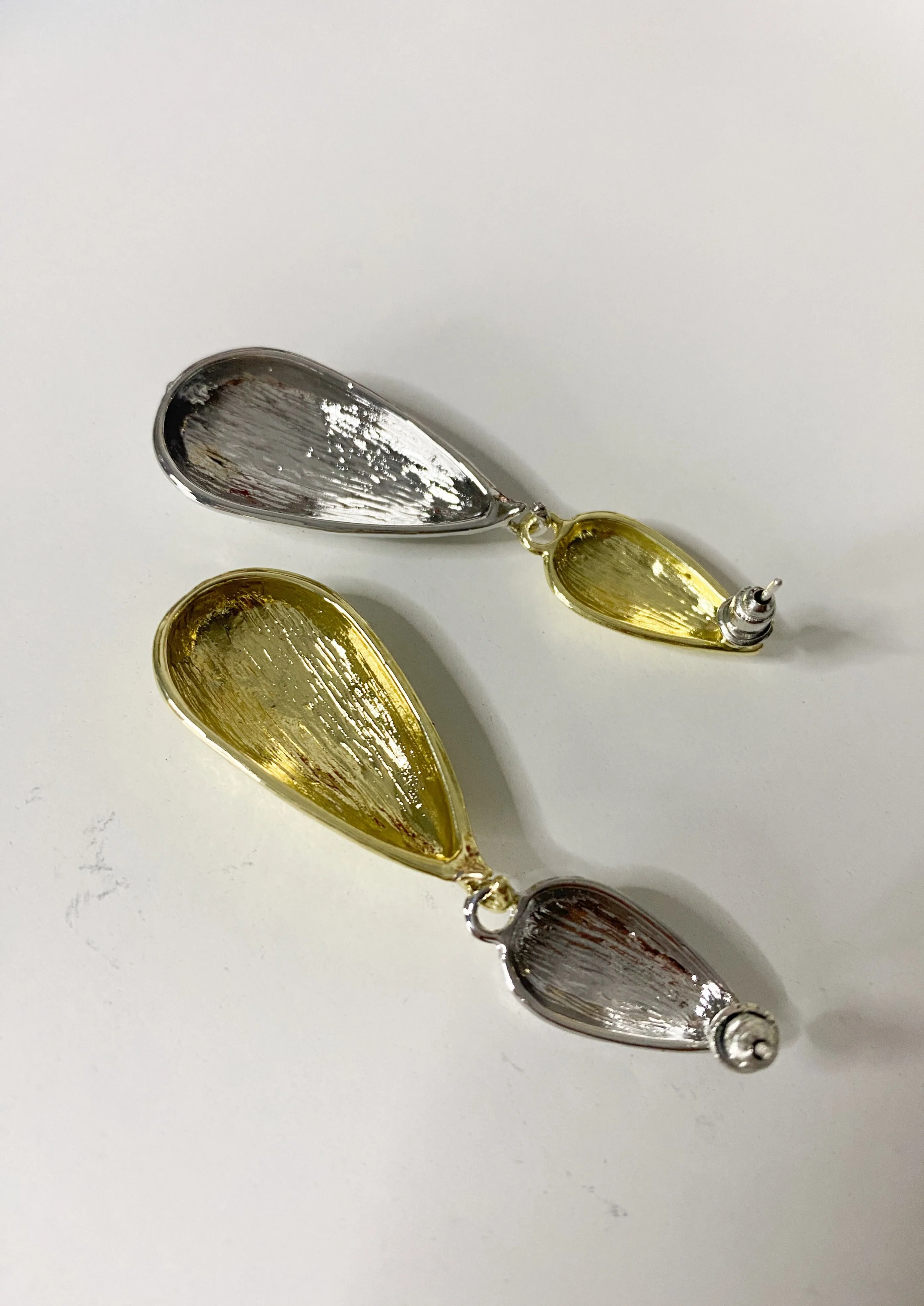Teardrop Earrings in Mixed Metal