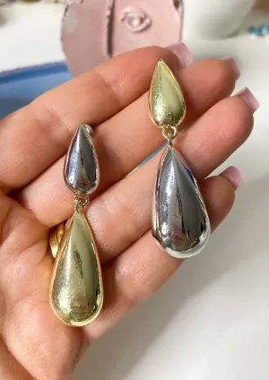 Teardrop Earrings in Mixed Metal