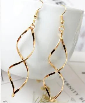 The New Minimalist Spiral Curled Silver Earrings, Design Sense Of Wave Curve Gold Drop Earrings Female Jewelry Long Earrings