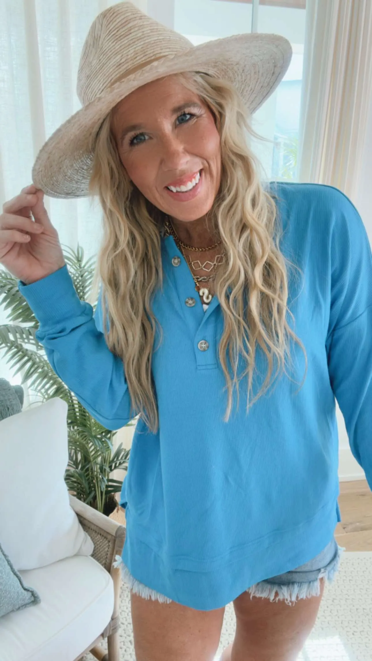The Perfect Weekend Henley Top | SALTY WAVE  *DEAL-FINAL SALE
