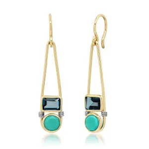 The "Candy Rush" 14k Gold Double Gem Linear Earring