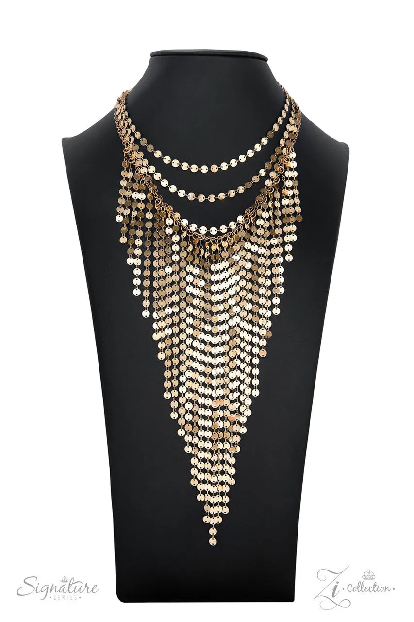 The Suz - 2022 Zi Signature Collection - Gold Disc Cascade Paparazzi Necklace