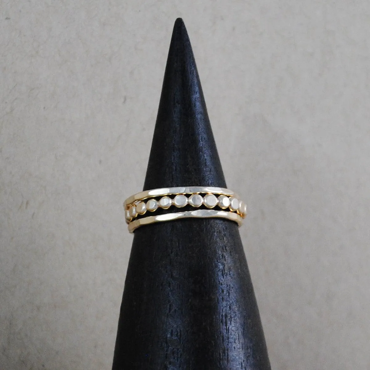 Thick Beaded Stacking Rings - gold-filled
