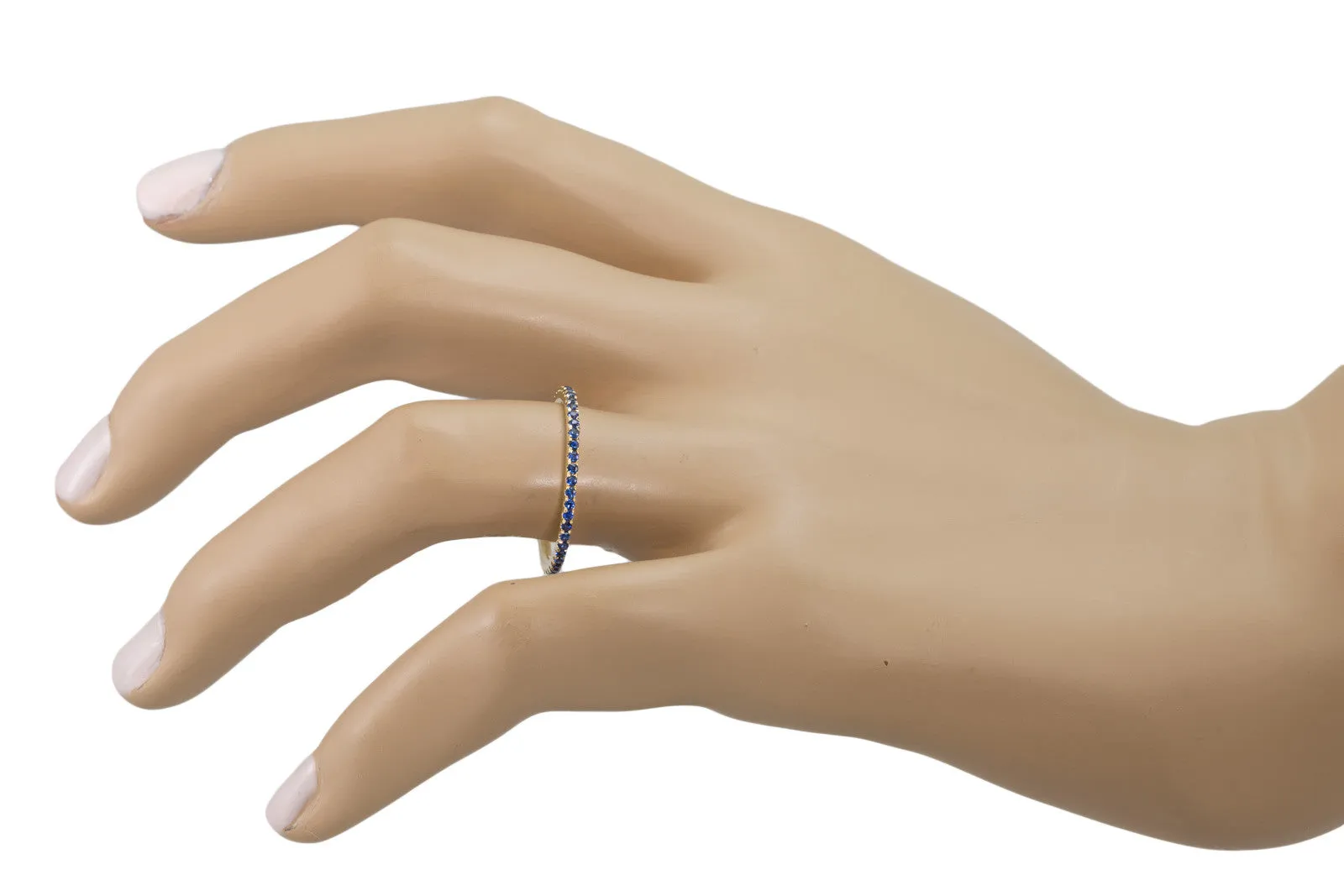 Thin Blue Sapphire Eternity Band