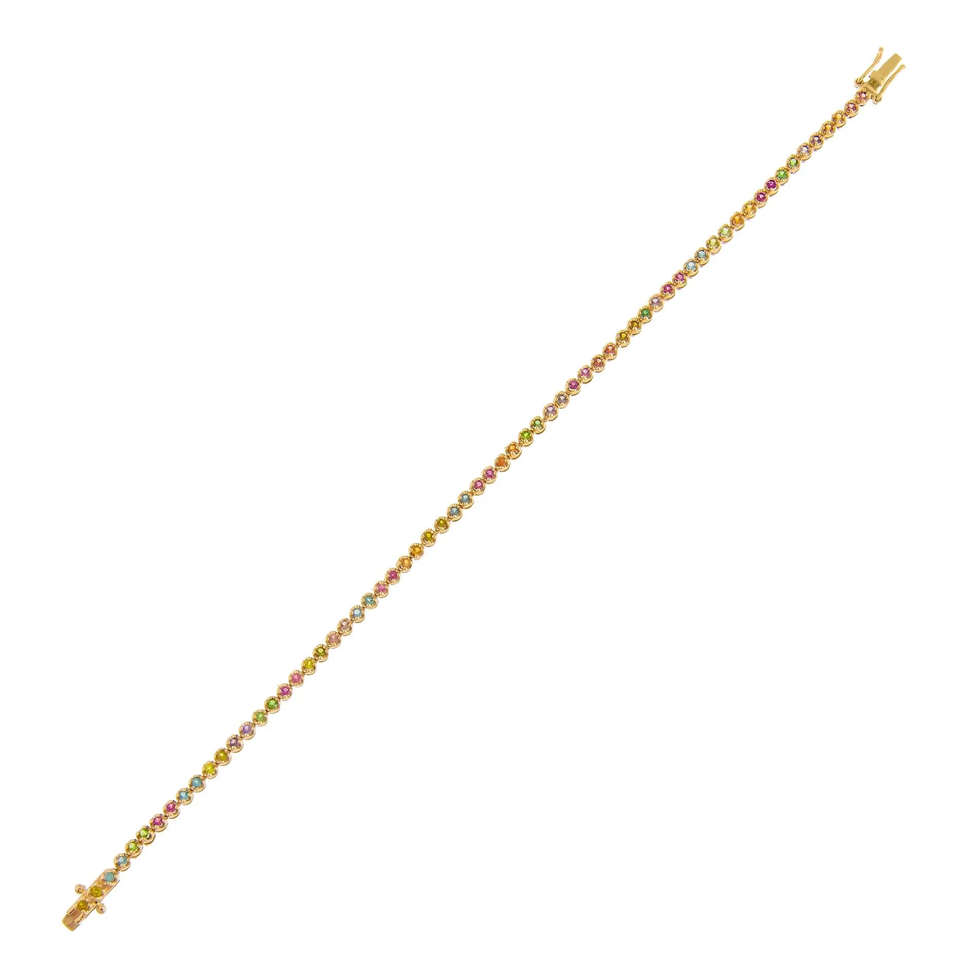 Thin Gemstone Tennis Bracelet 14K