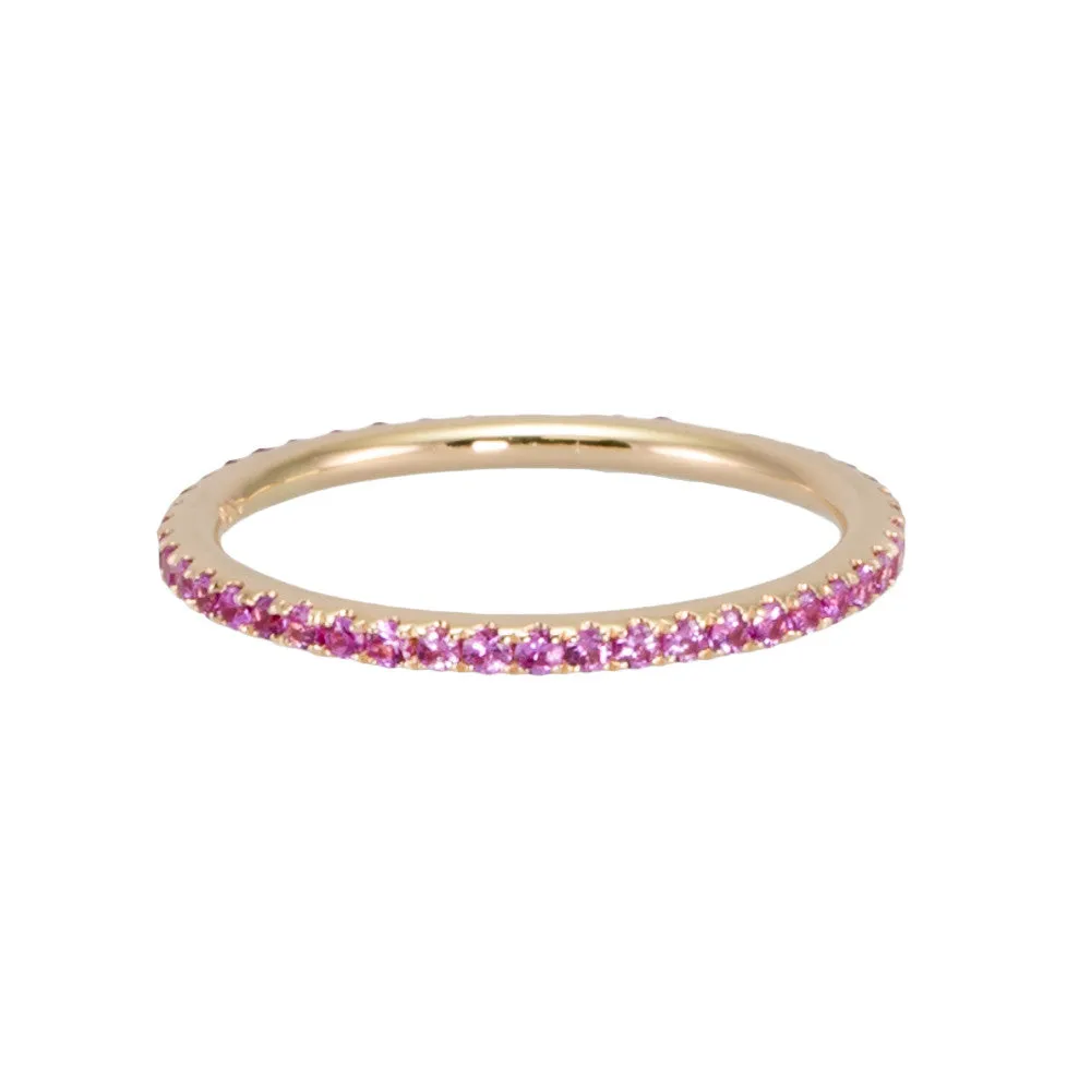 Thin Pink Sapphire Eternity Band