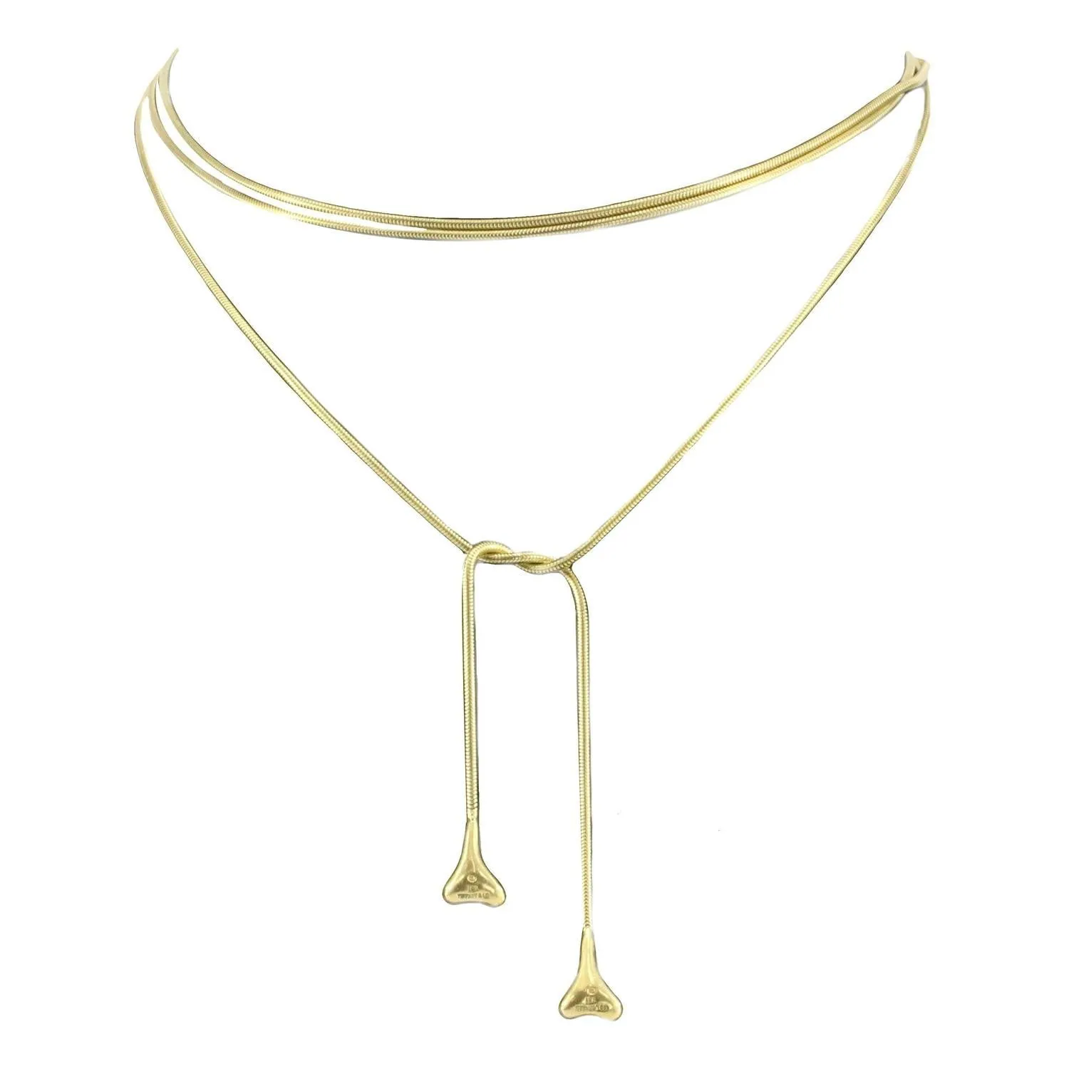 Tiffany & Co 18K Gold 50" Long Lariat Necklace Bone End