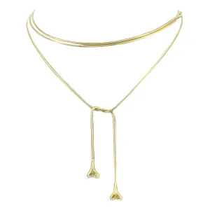 Tiffany & Co 18K Gold 50" Long Lariat Necklace Bone End
