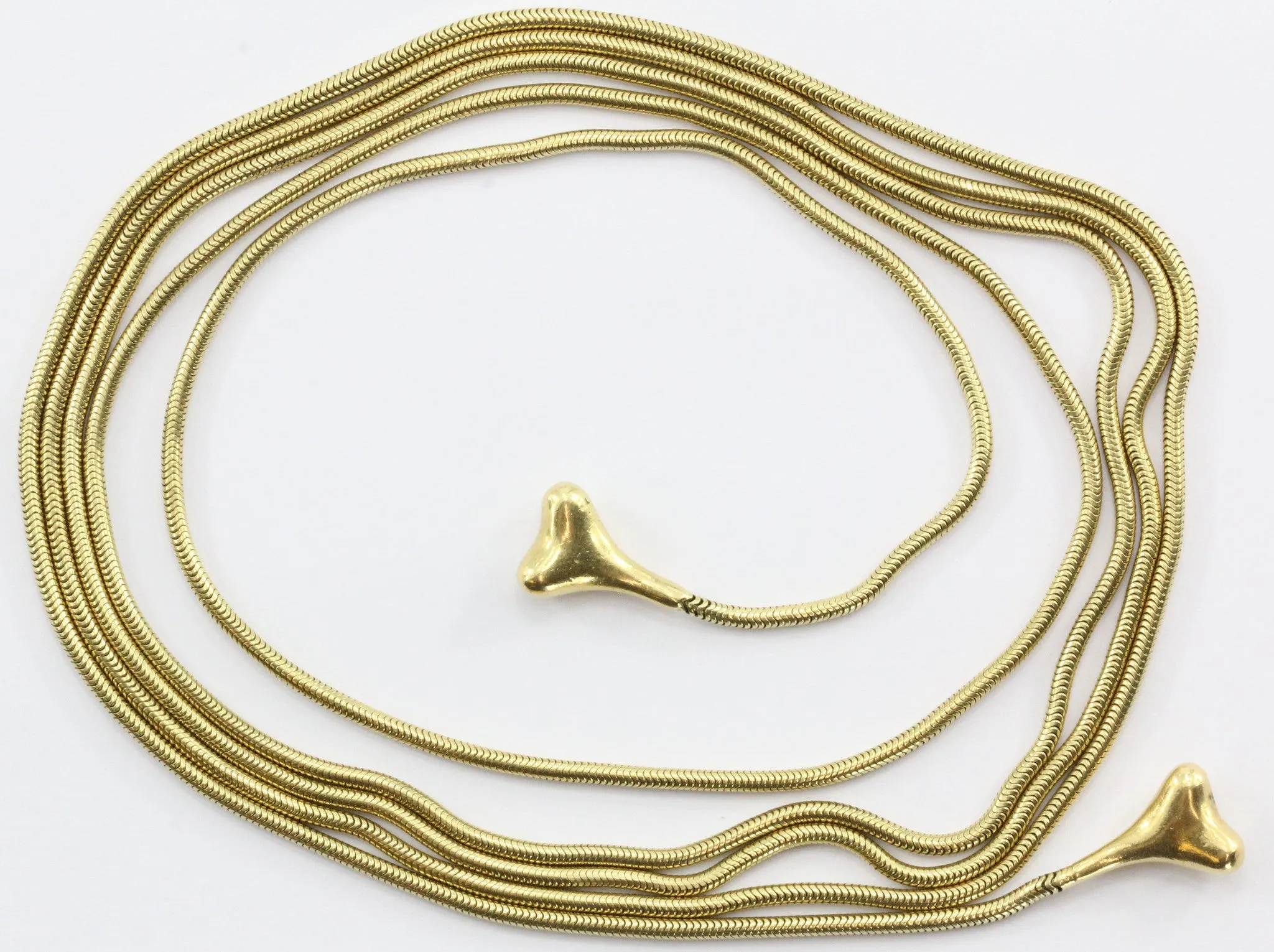 Tiffany & Co 18K Gold 50" Long Lariat Necklace Bone End