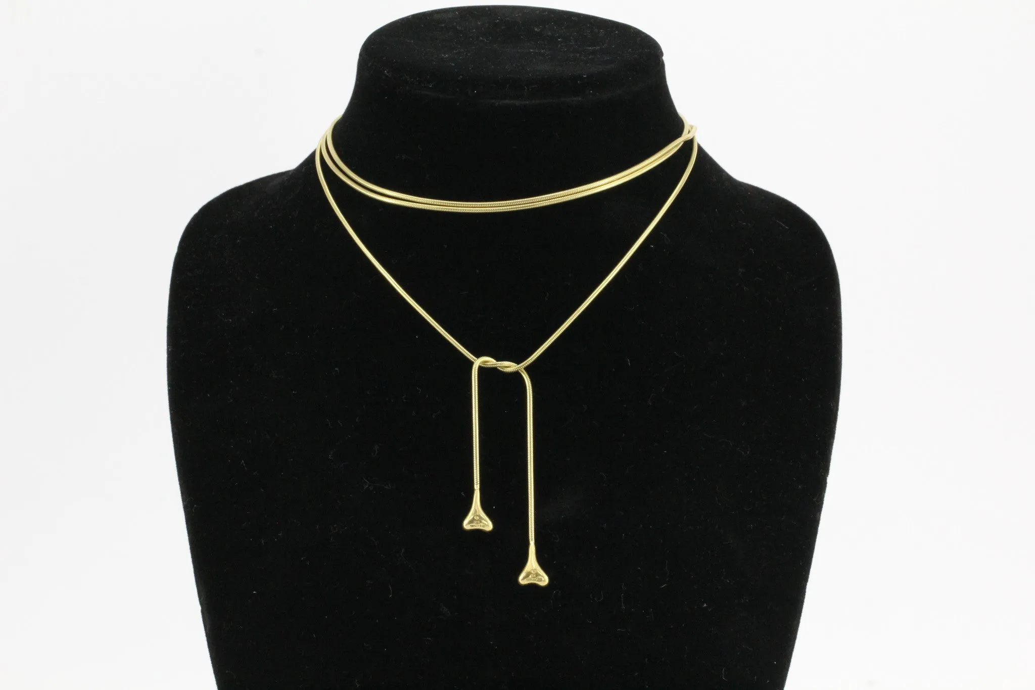 Tiffany & Co 18K Gold 50" Long Lariat Necklace Bone End