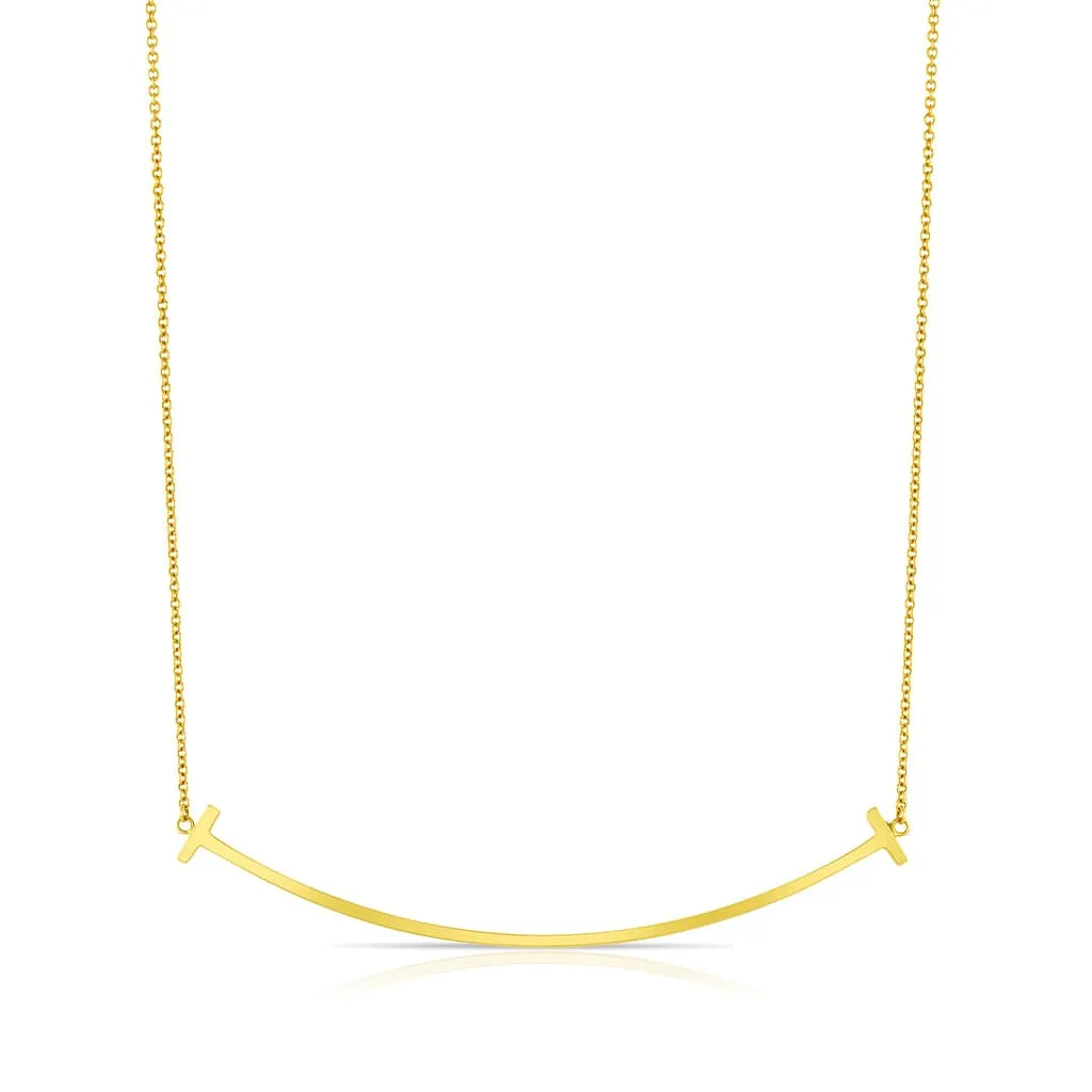 Tiffany & Co. 18K Yellow Gold Large T Smile Pendant Necklace - Estate