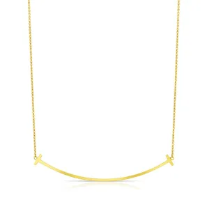 Tiffany & Co. 18K Yellow Gold Large T Smile Pendant Necklace - Estate