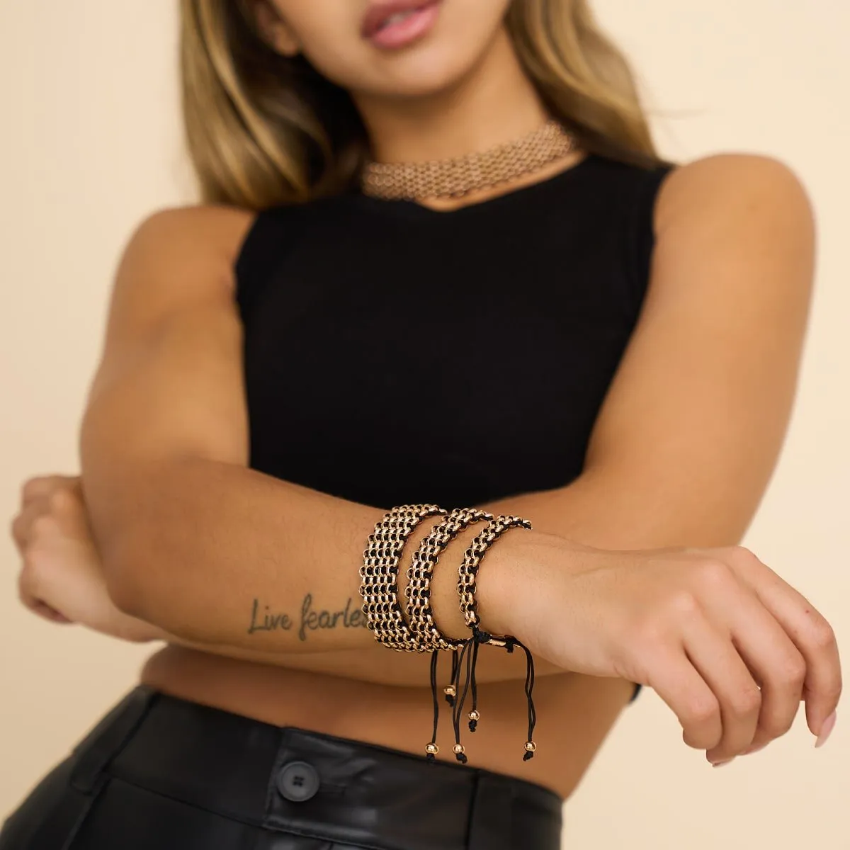 Tiger Links | Mini Kismet Bracelet | Black x Rose Gold