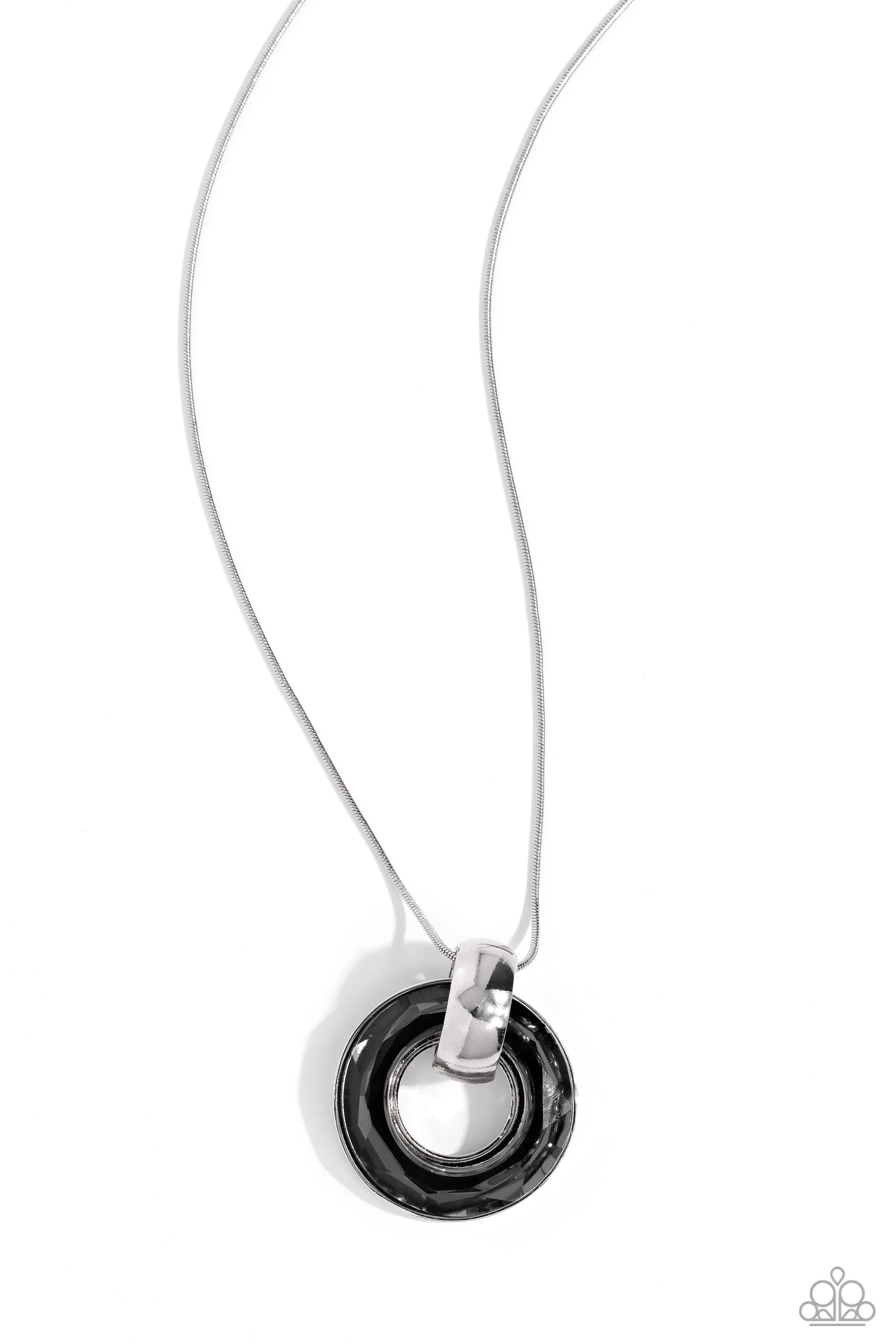 Timeless Triumph - Silver - Smoky Gem Ring Paparazzi Long Necklace