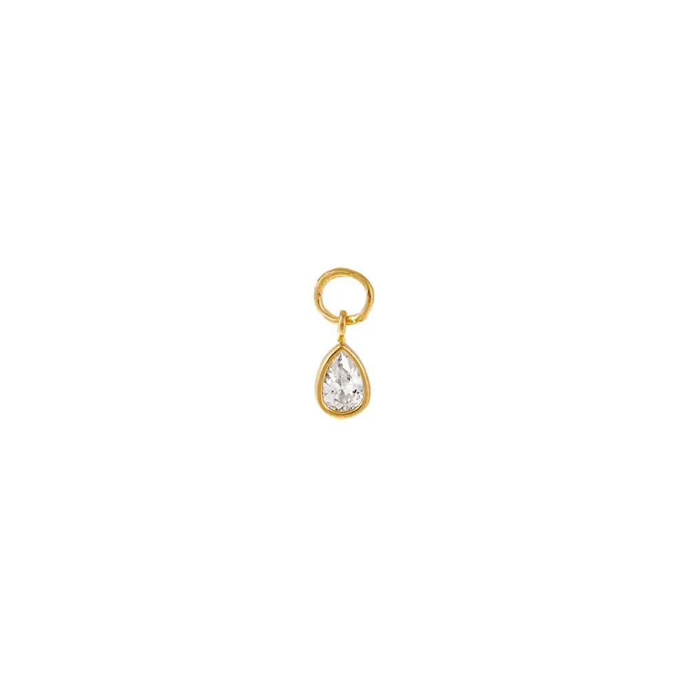 Tiny CZ Teardrop Bezel Charm 14K