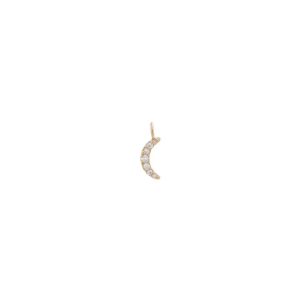 Tiny Diamond Pave Moon Charm 14K