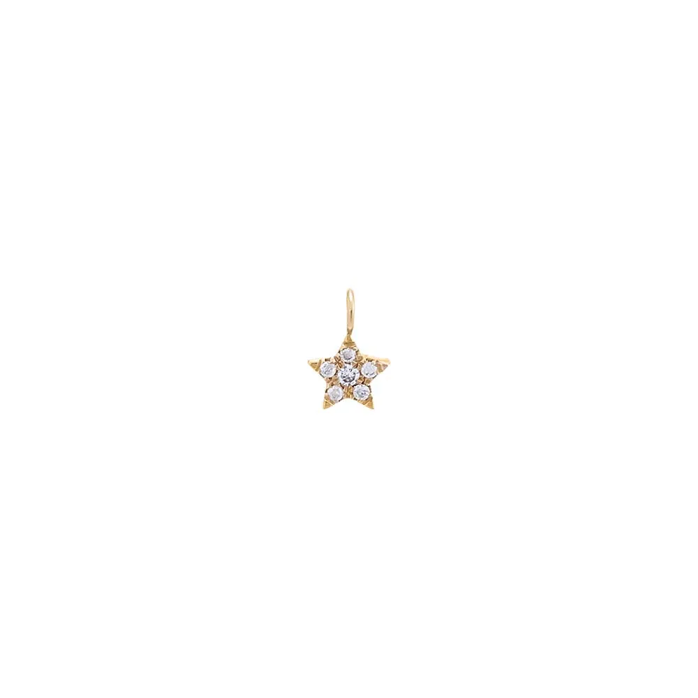 Tiny Diamond Pave Star Charm 14K