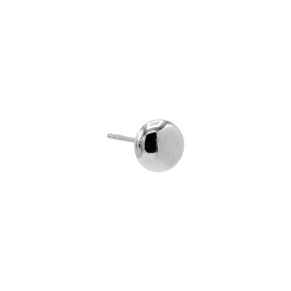 Tiny Solid Round Puff Pebble Stud Earring 14K