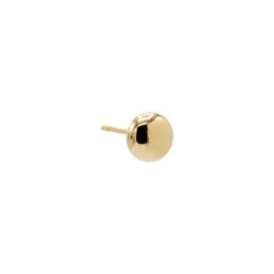 Tiny Solid Round Puff Pebble Stud Earring 14K