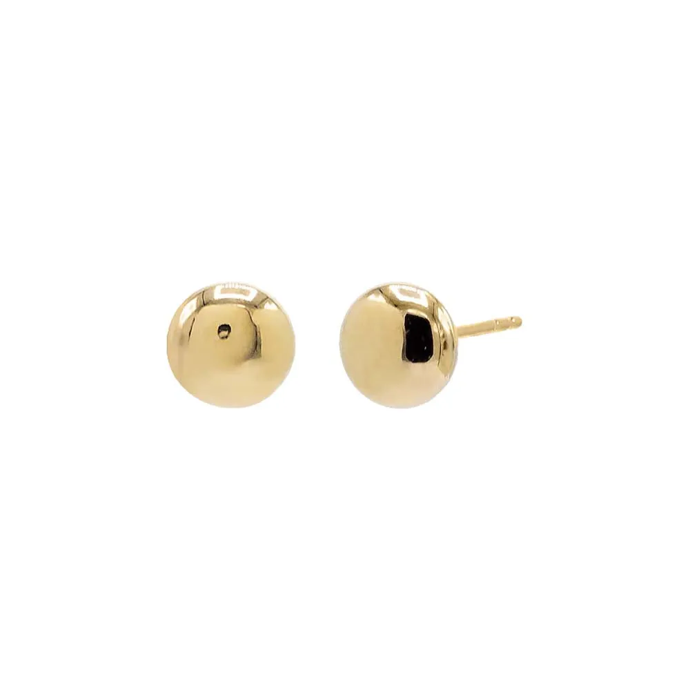 Tiny Solid Round Puff Pebble Stud Earring 14K