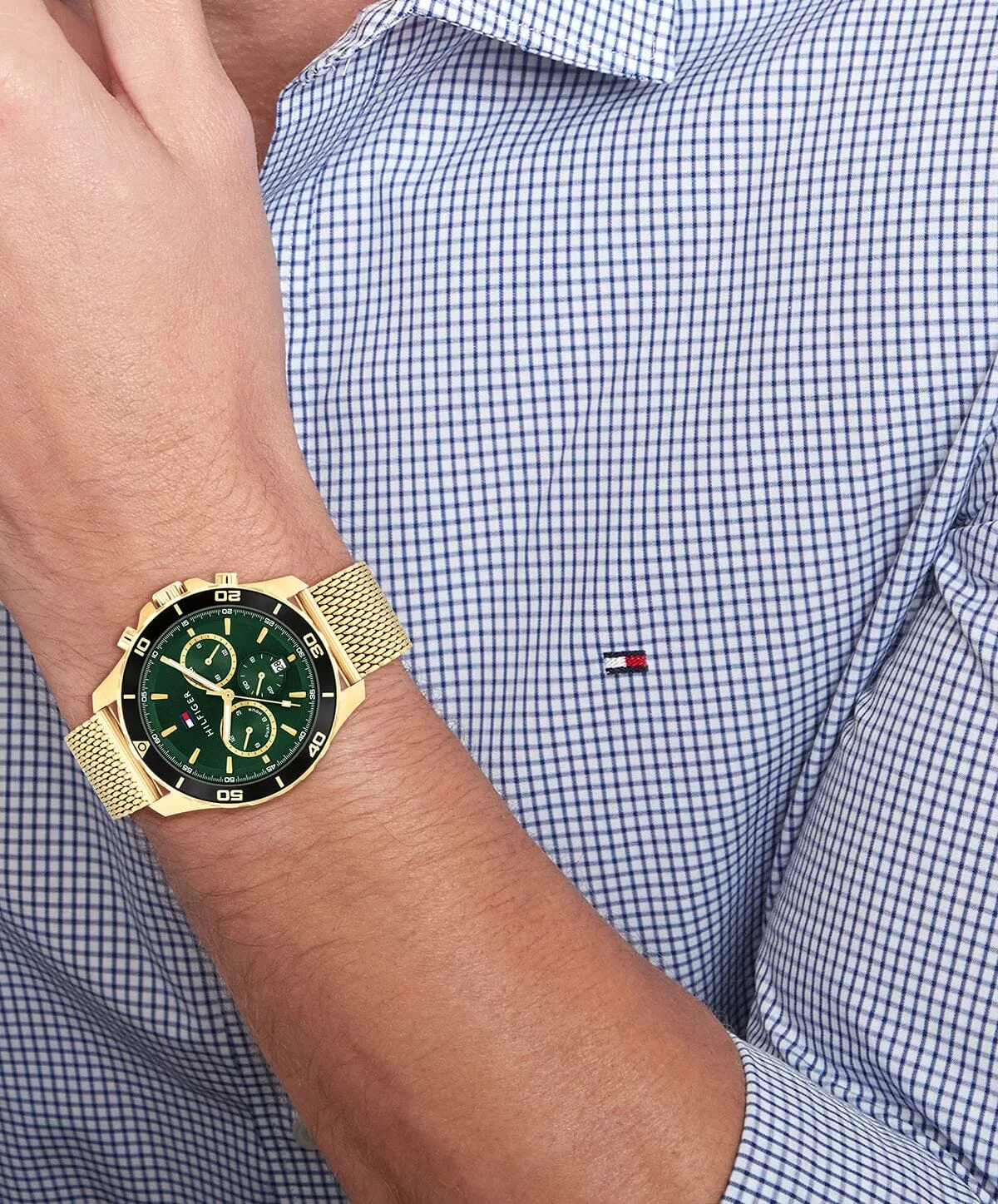 Tommy Hilfiger Jordan Ionic Plated Thin Gold Steel Green Dial Men's Watch 1792093