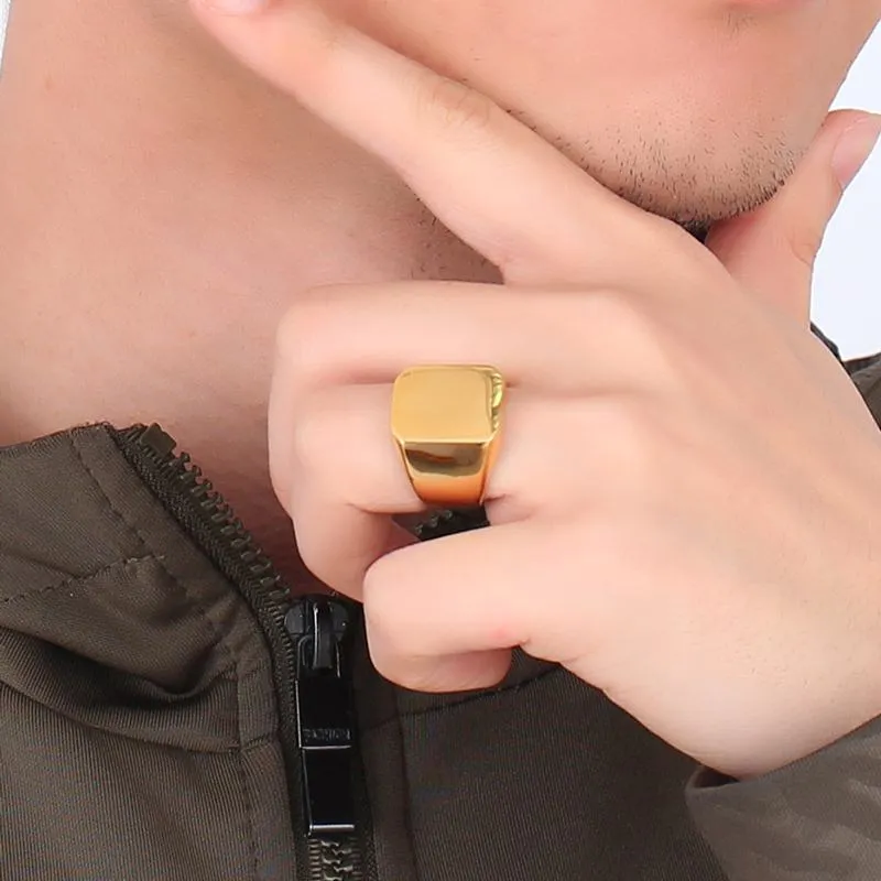 Tracy Gold Stainless Steel Square Ring