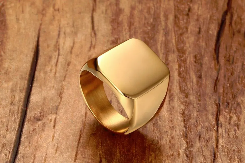 Tracy Gold Stainless Steel Square Ring