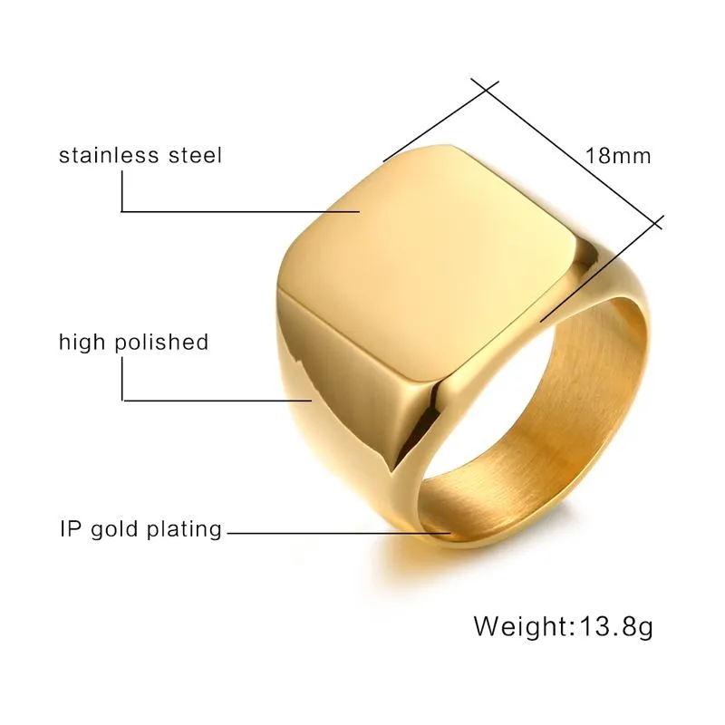 Tracy Gold Stainless Steel Square Ring