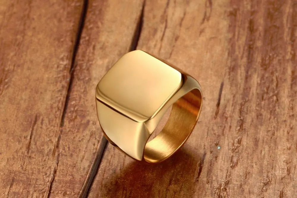 Tracy Gold Stainless Steel Square Ring
