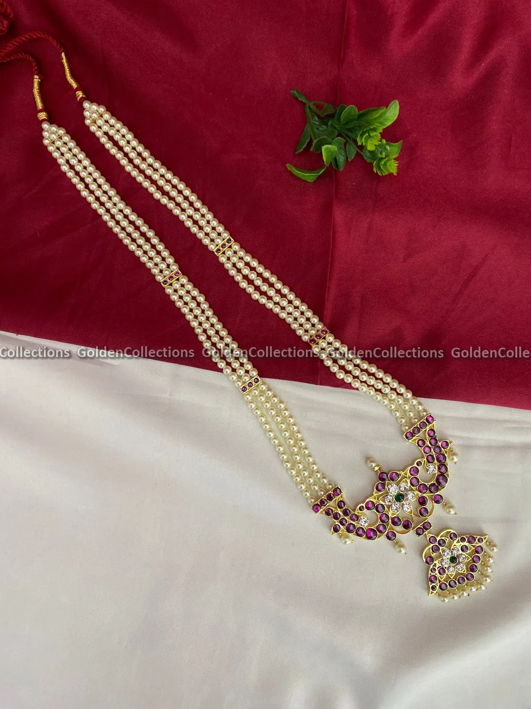 Traditional Kemp Jewelry - Long Necklaces for Bharatanatyam BBN-006