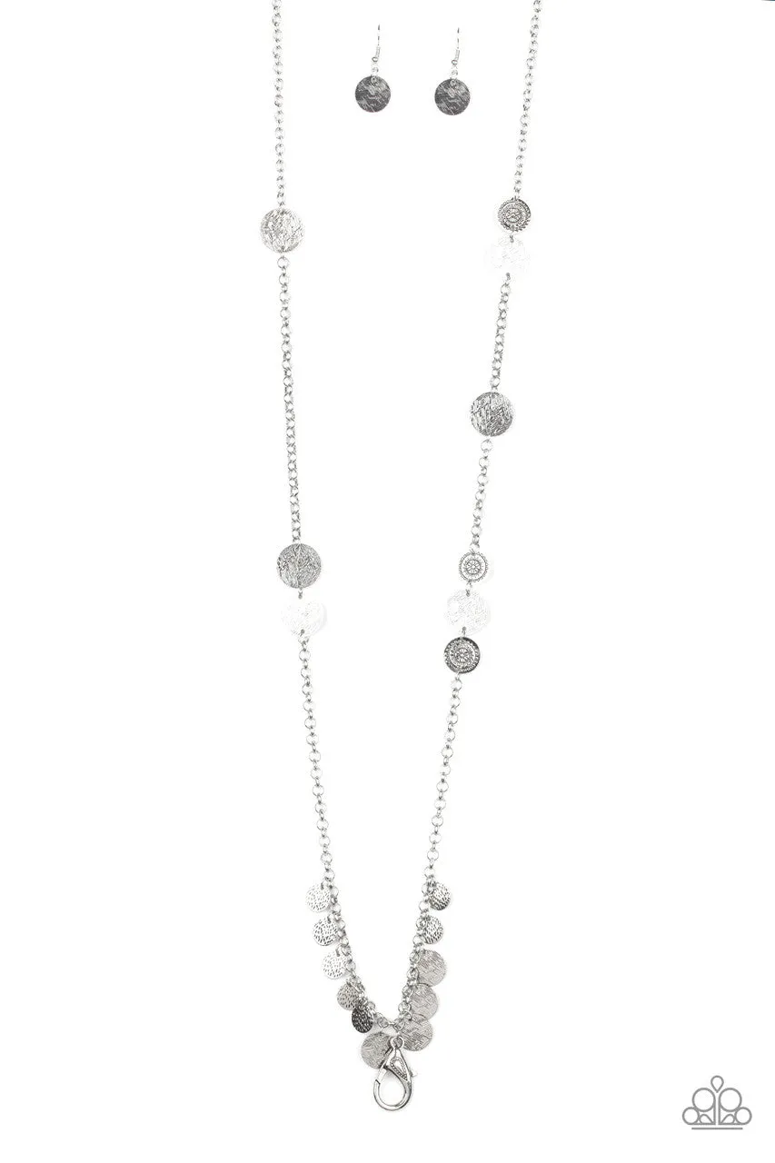 Trailblazing Trinket Silver Paparazzi Lanyard Necklace