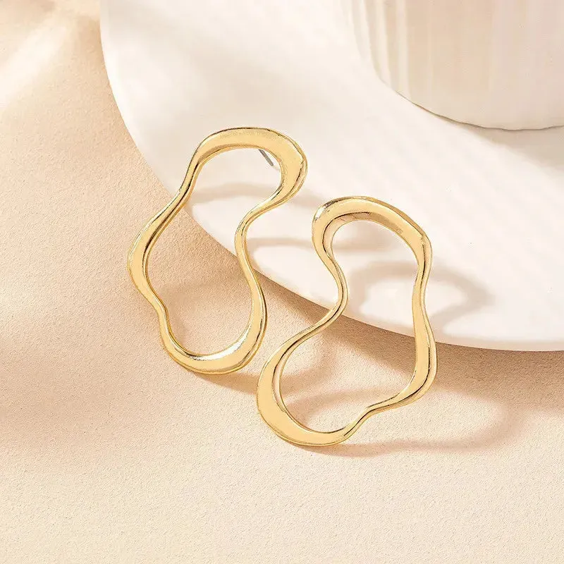 Trending Metal Geometry Stud Earring Fashion New Design Irregular Minimalist Earrings for Women Fashion Jewelry Gifts
