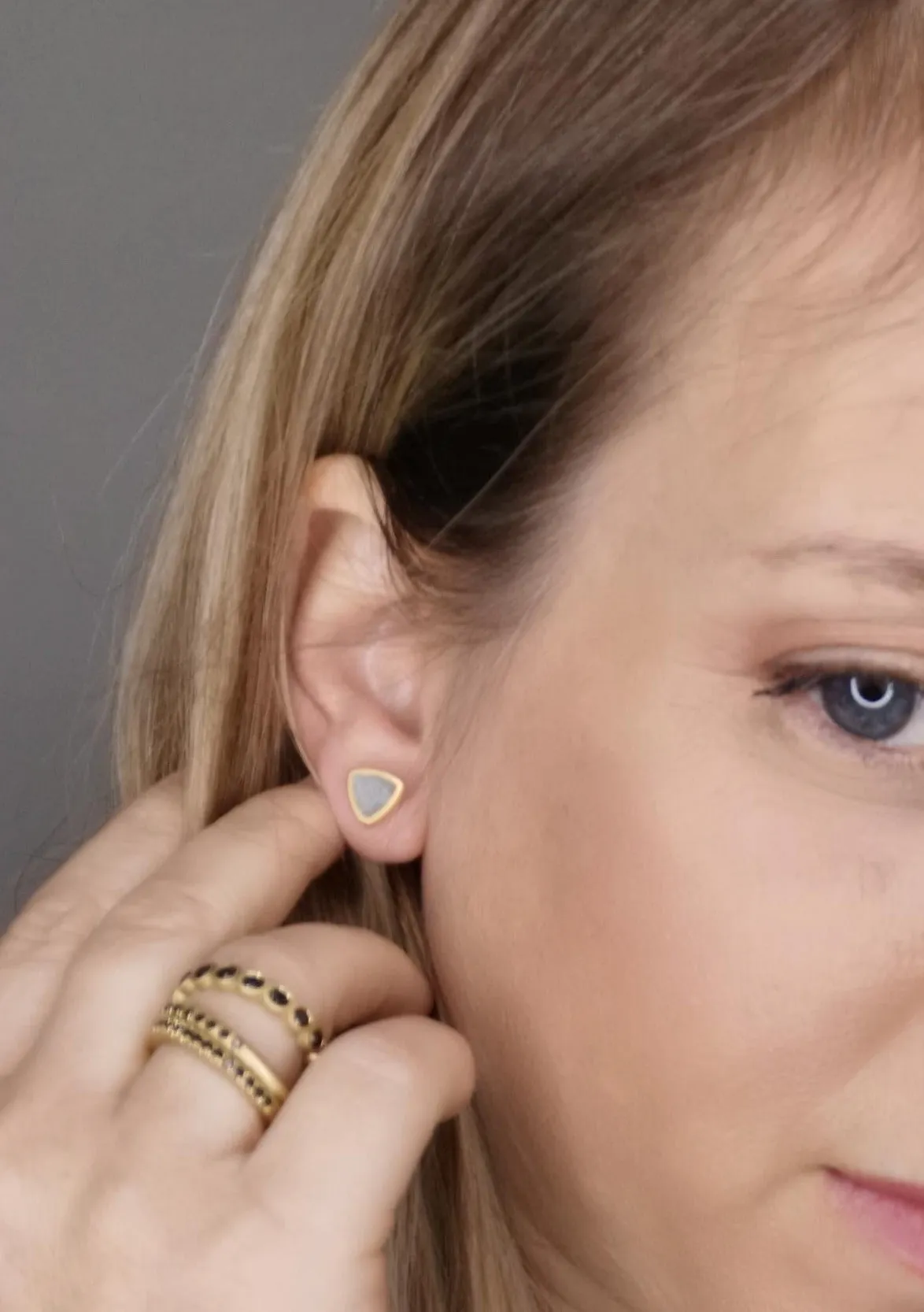 Triangular Gold And Concrete Studs
