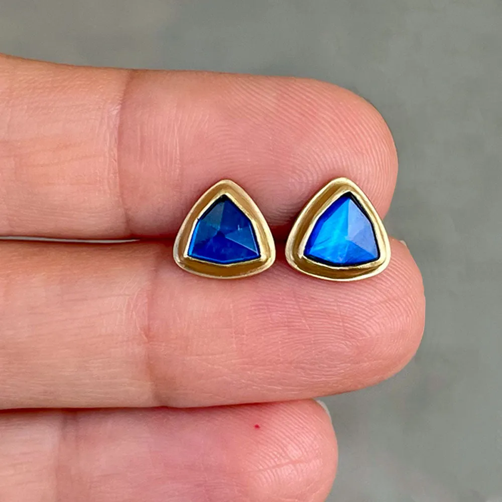 Trillion Moonstone Stud Earrings