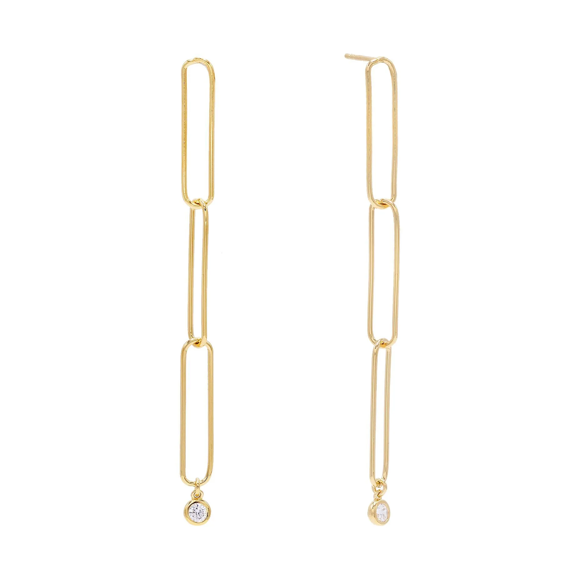 Trio Link Drop Stud Earring