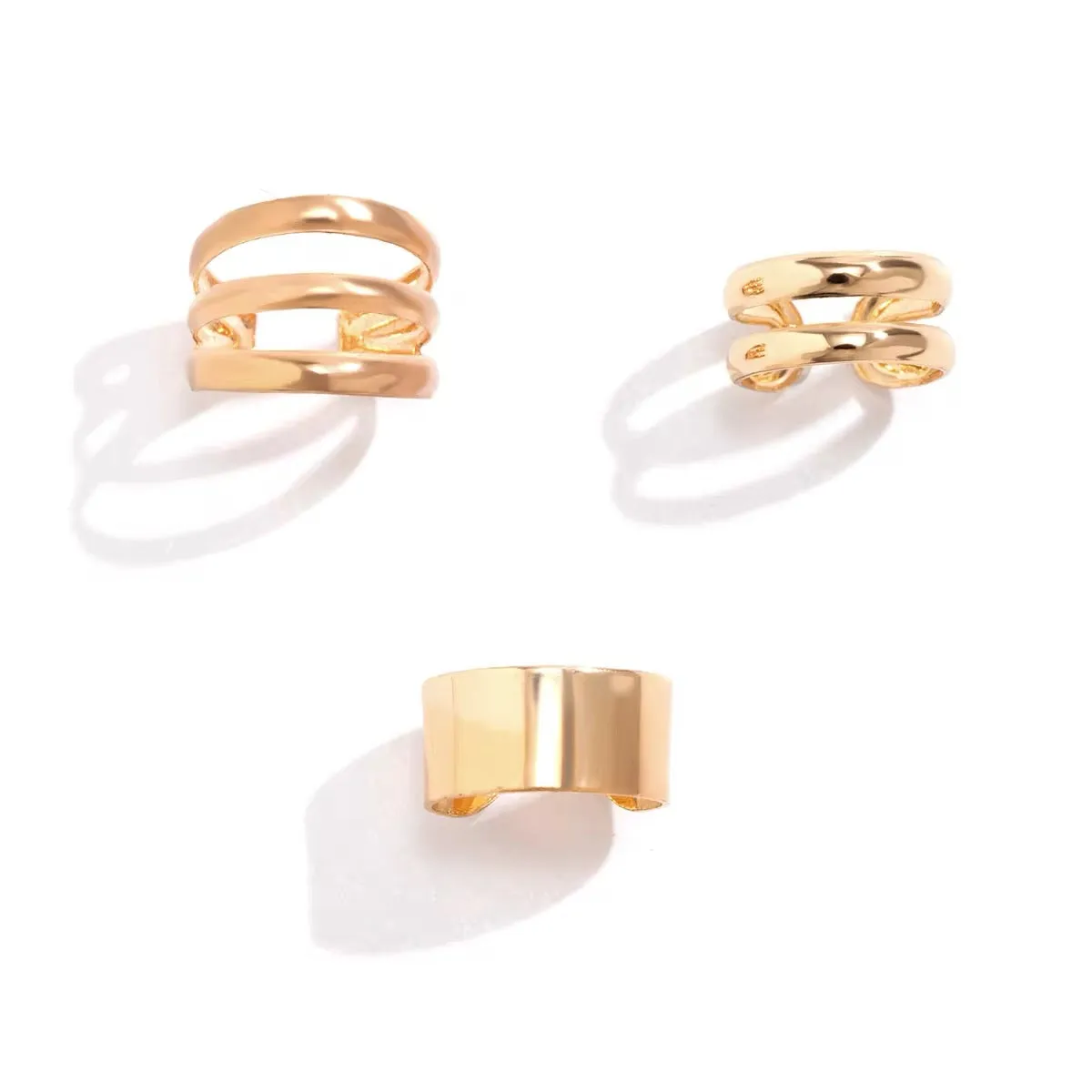 Trio of Classic Minimalism C-Shaped Geometry Ear Clips