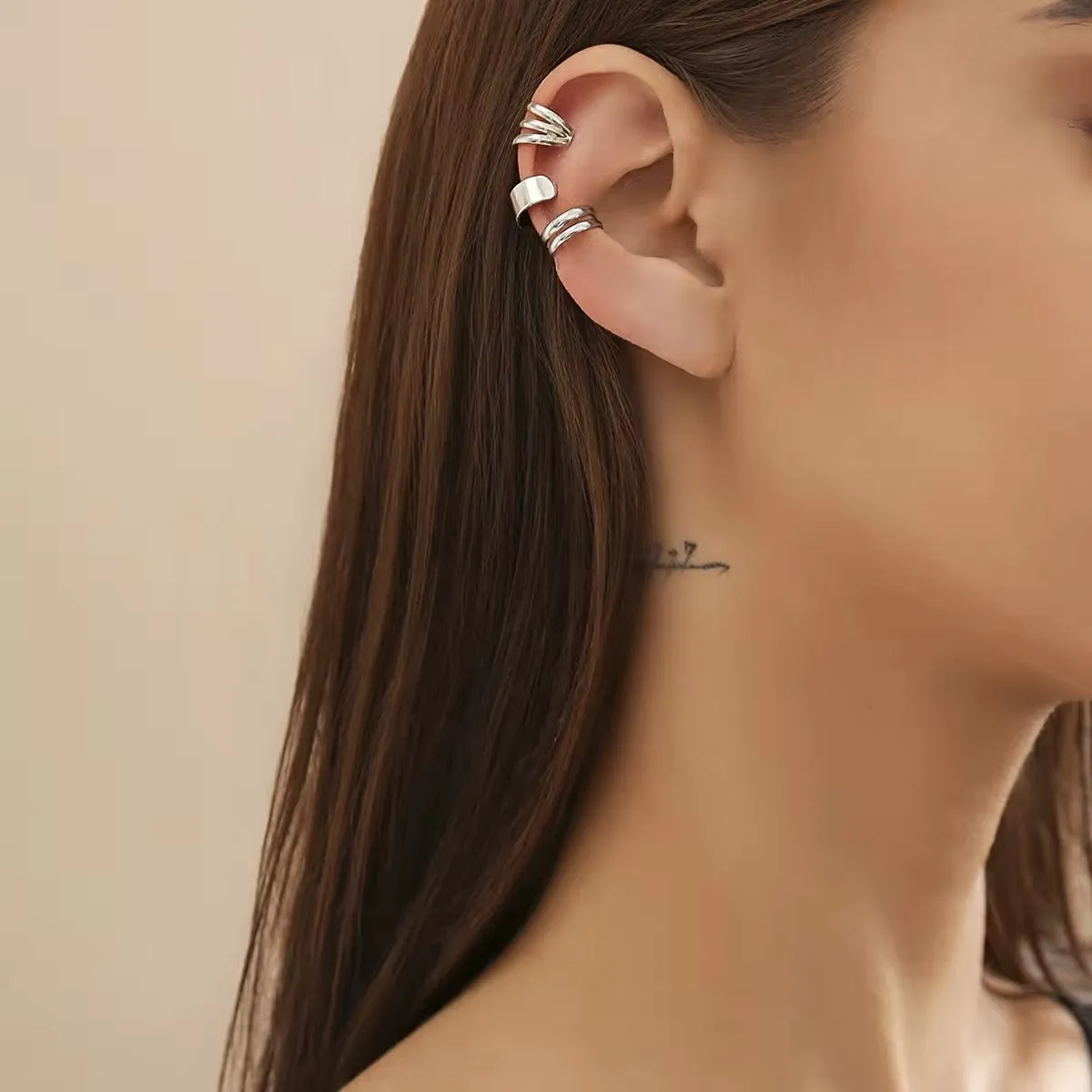 Trio of Classic Minimalism C-Shaped Geometry Ear Clips