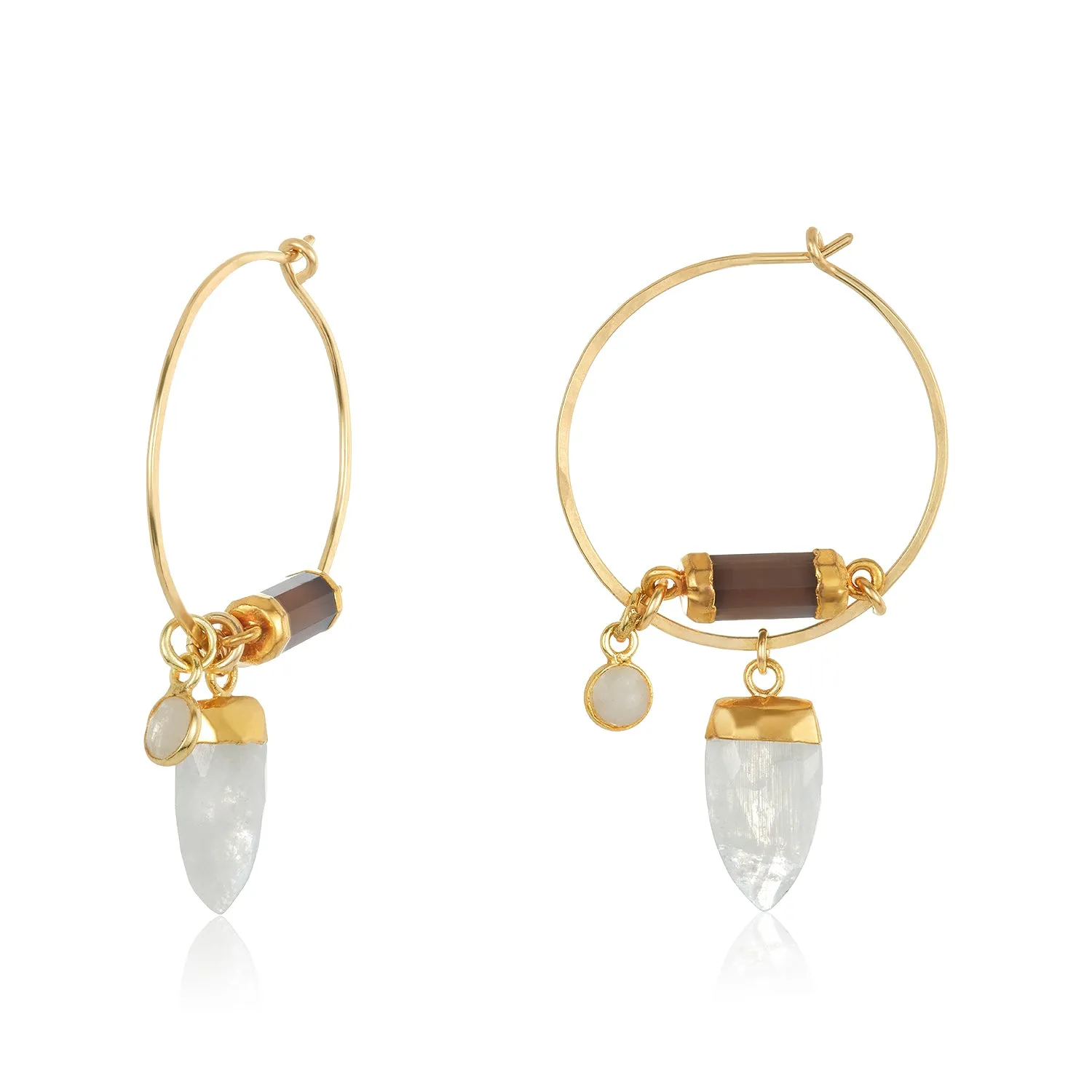 Trio Stone Hoop Earrings