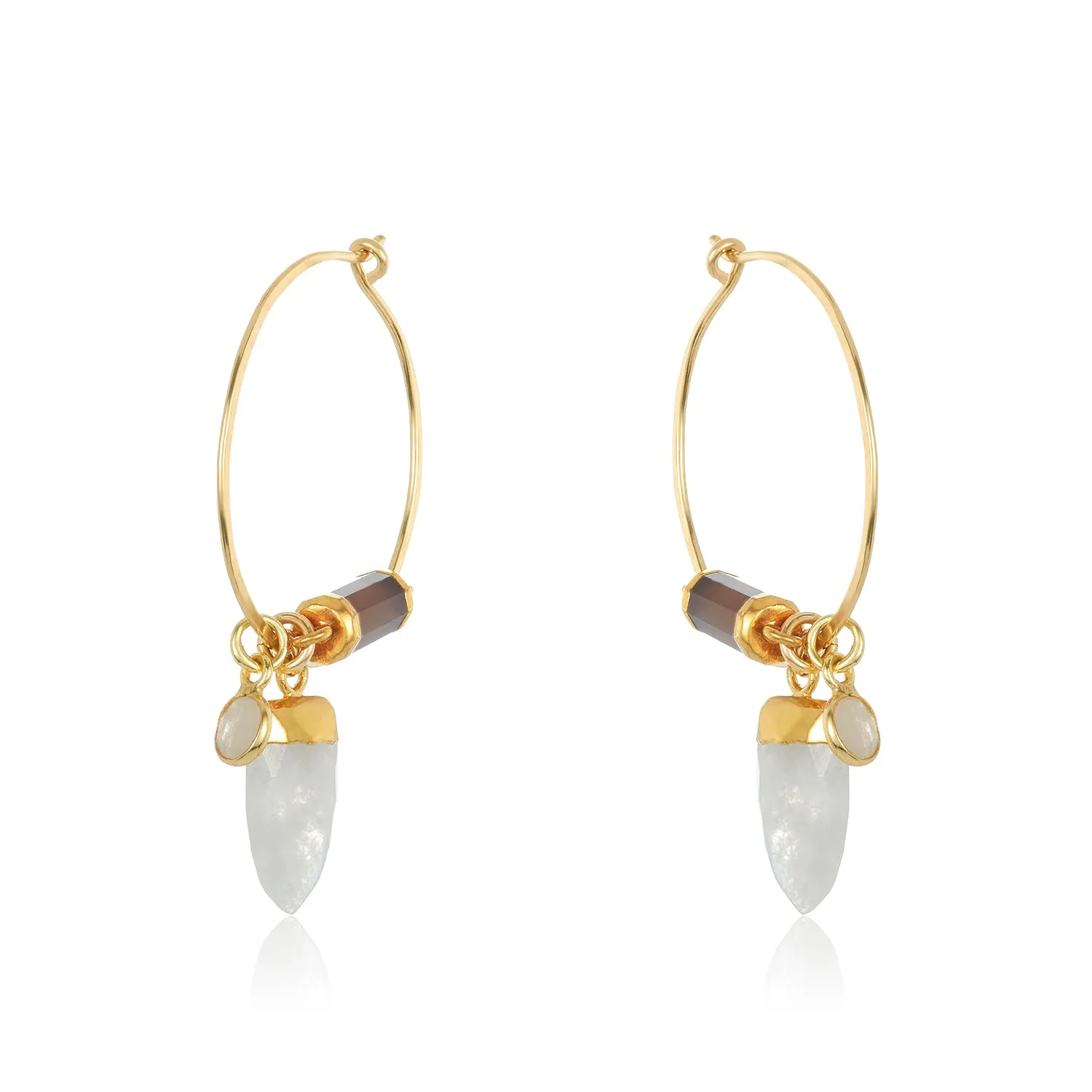 Trio Stone Hoop Earrings