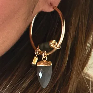 Trio Stone Hoop Earrings