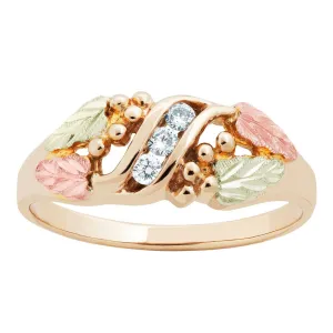 Triple Diamond Foliage - Black Hills Gold Ladies Ring