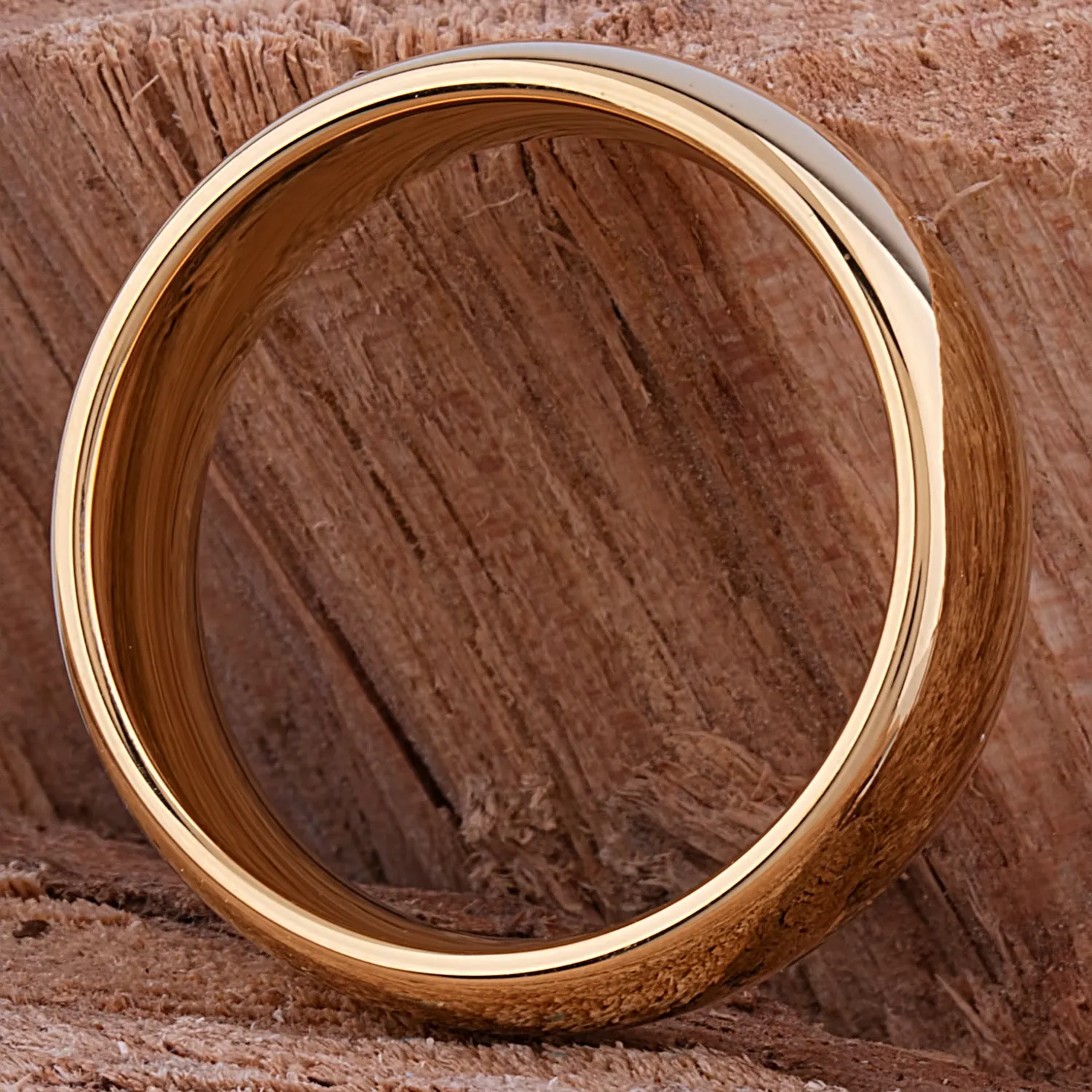 Tungsten Ring with Yellow Gold - 8mm Width - TCR181
