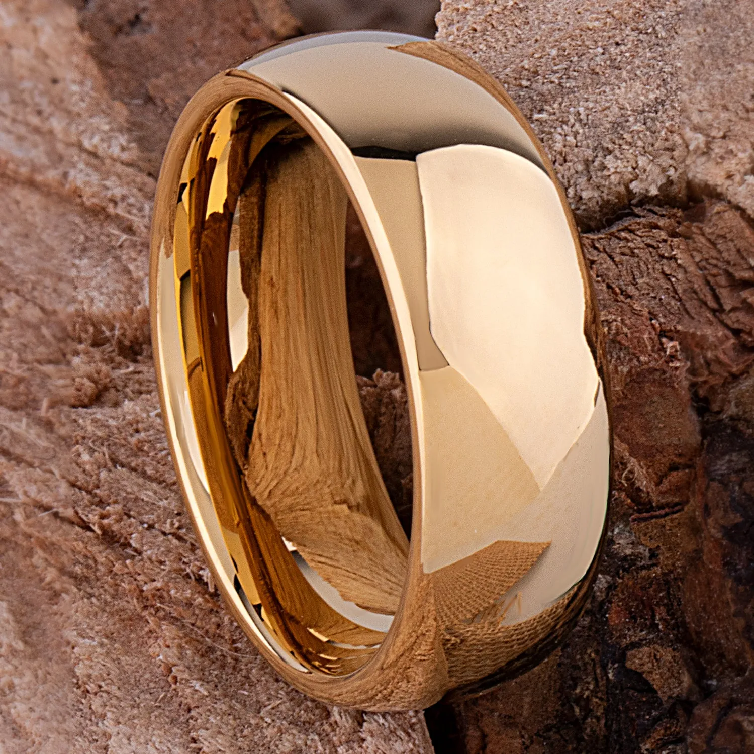 Tungsten Ring with Yellow Gold - 8mm Width - TCR181