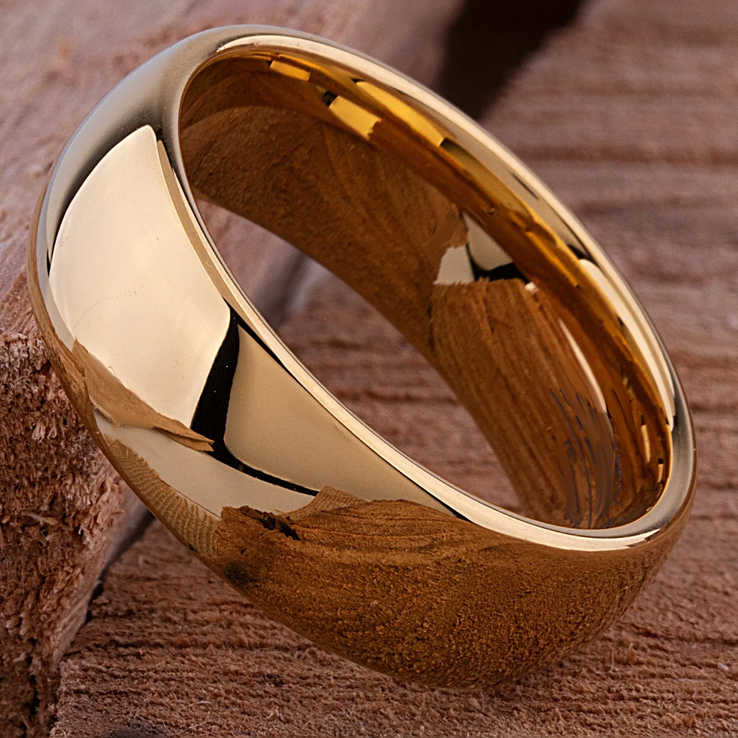 Tungsten Ring with Yellow Gold - 8mm Width - TCR181