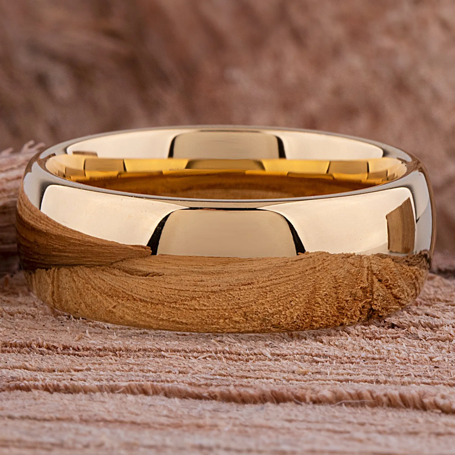 Tungsten Ring with Yellow Gold - 8mm Width - TCR181