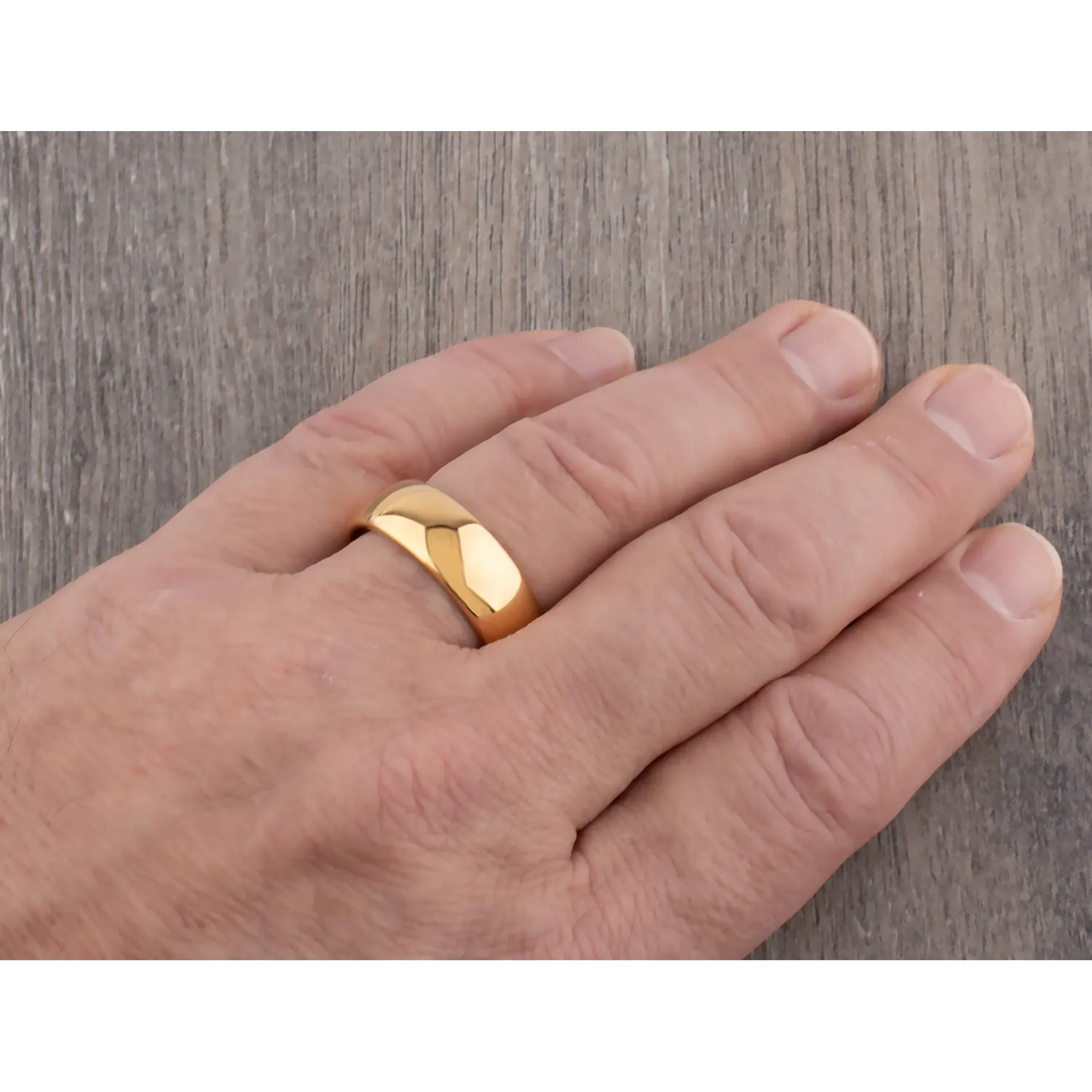 Tungsten Ring with Yellow Gold - 8mm Width - TCR181