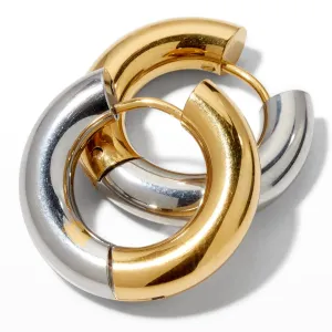 TWO-TONE HOOP EARRINGS - COMBO